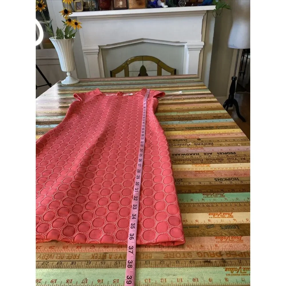 JULIA JORDAN Size 6 Tank Dress Coral Pink Textured Sleeveless Shift MIDI Size S